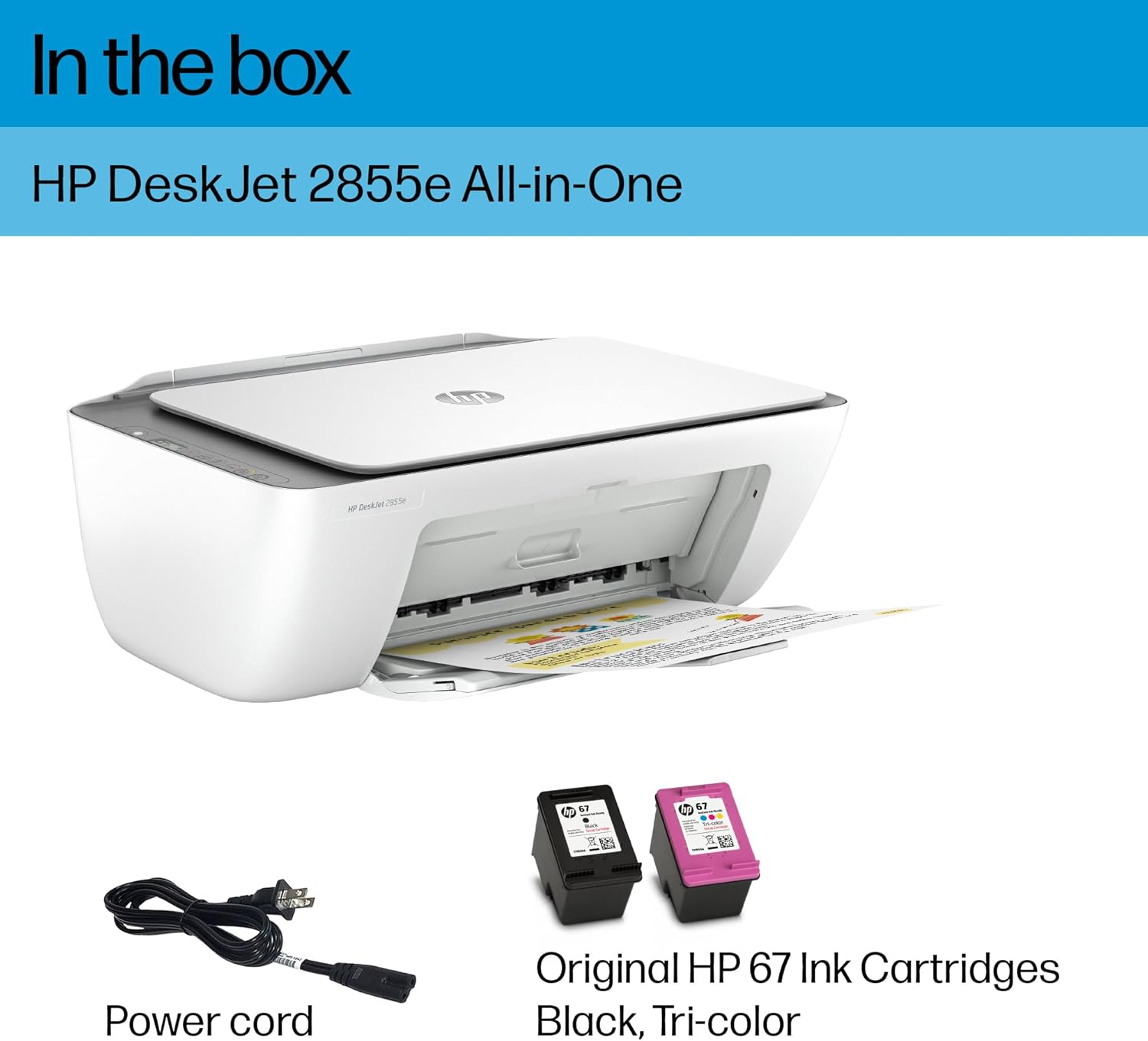 HP DeskJet 2855e Wireless All-in-One Color Inkjet Printer, Scanner, Copier, Best-for-home, 3 months of ink included (588S5A) - Image 5