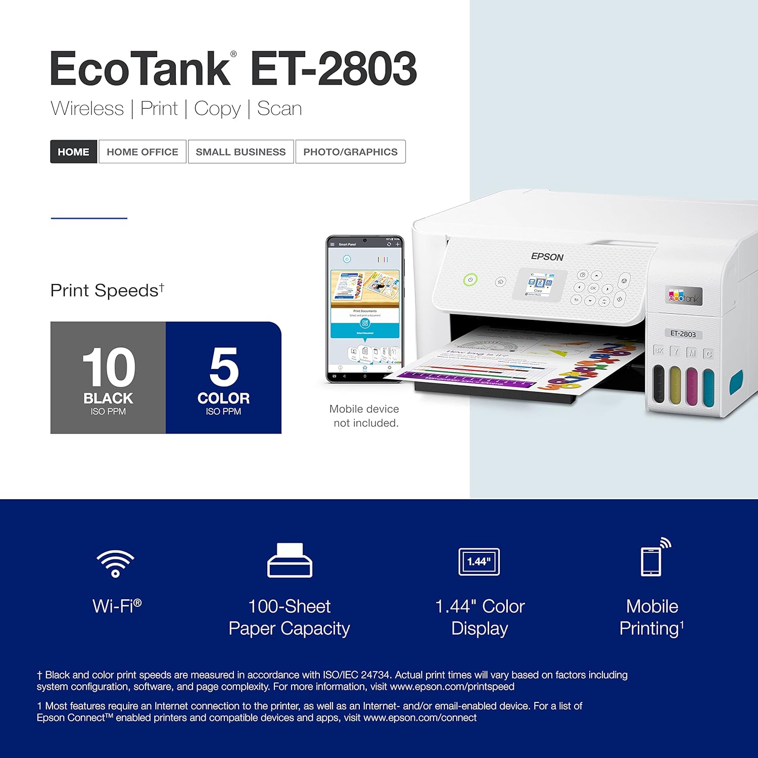 Epson EcoTank ET-2803 Wireless Color All-in-One Cartridge-Free Supertank Printer with Scan, Copy and AirPrint Support - Image 4