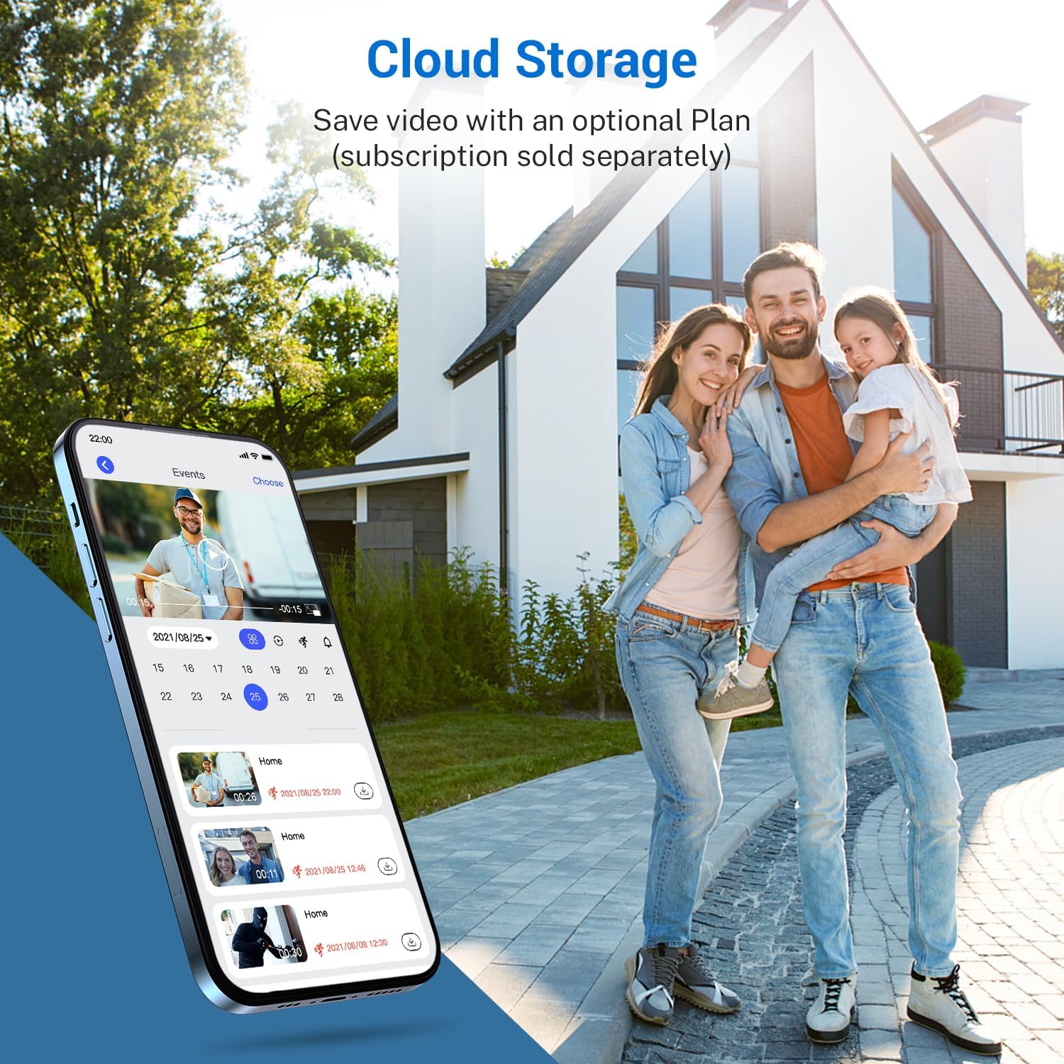 1080P Video Doorbell Camera Wireless, Chime Ringer Included, Live View, AI Human Detection, 2.4G WiFi, Night Vision, Cloud Storage, Battery Powered, Indoor Outdoor Surveillance - Image 5