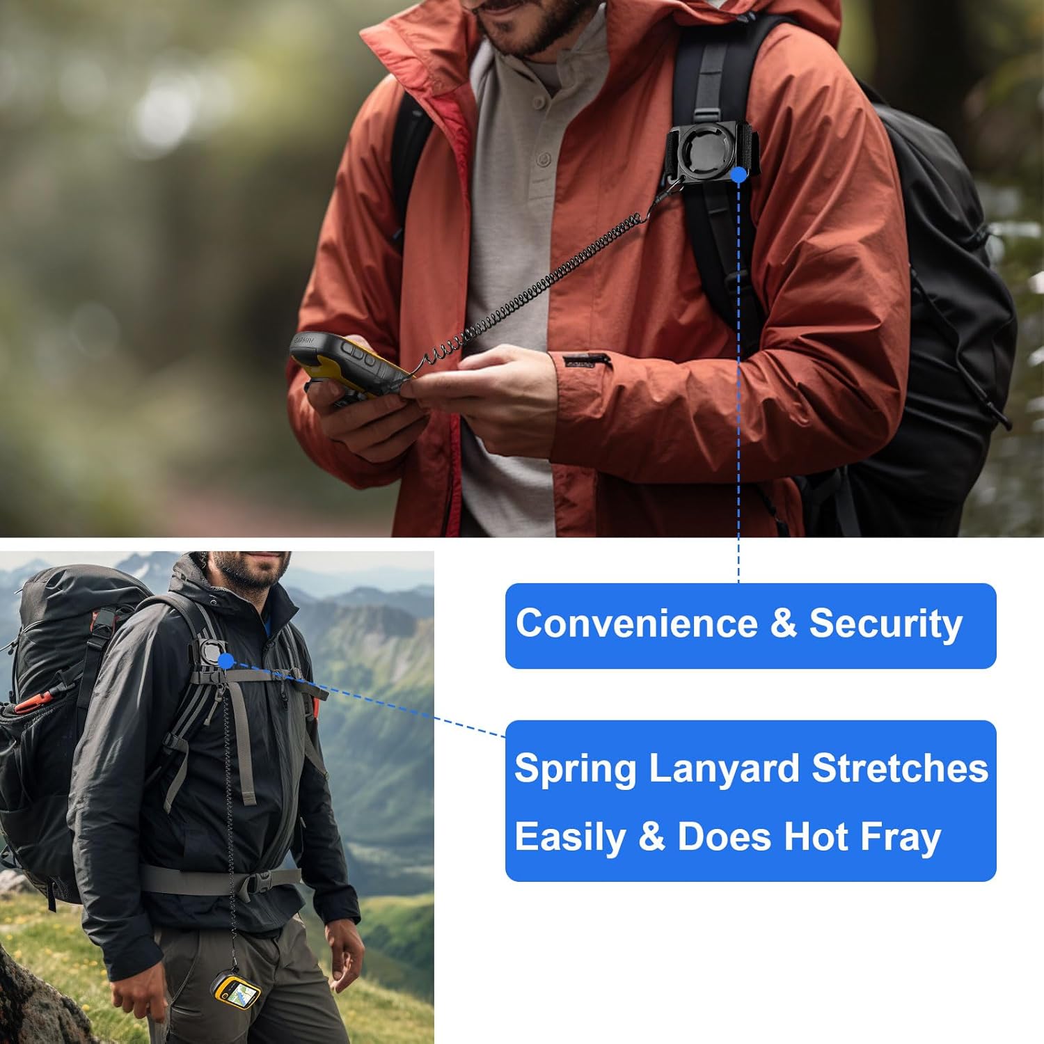 Backpack Tether for Garmin Handheld GPS Devices, Hiking Backpack Mount Accessory for Garmin inReach eTrex GPSMAP Oregon Alpha Rino Devices - Great for Hiking & Hands-Free - Image 6