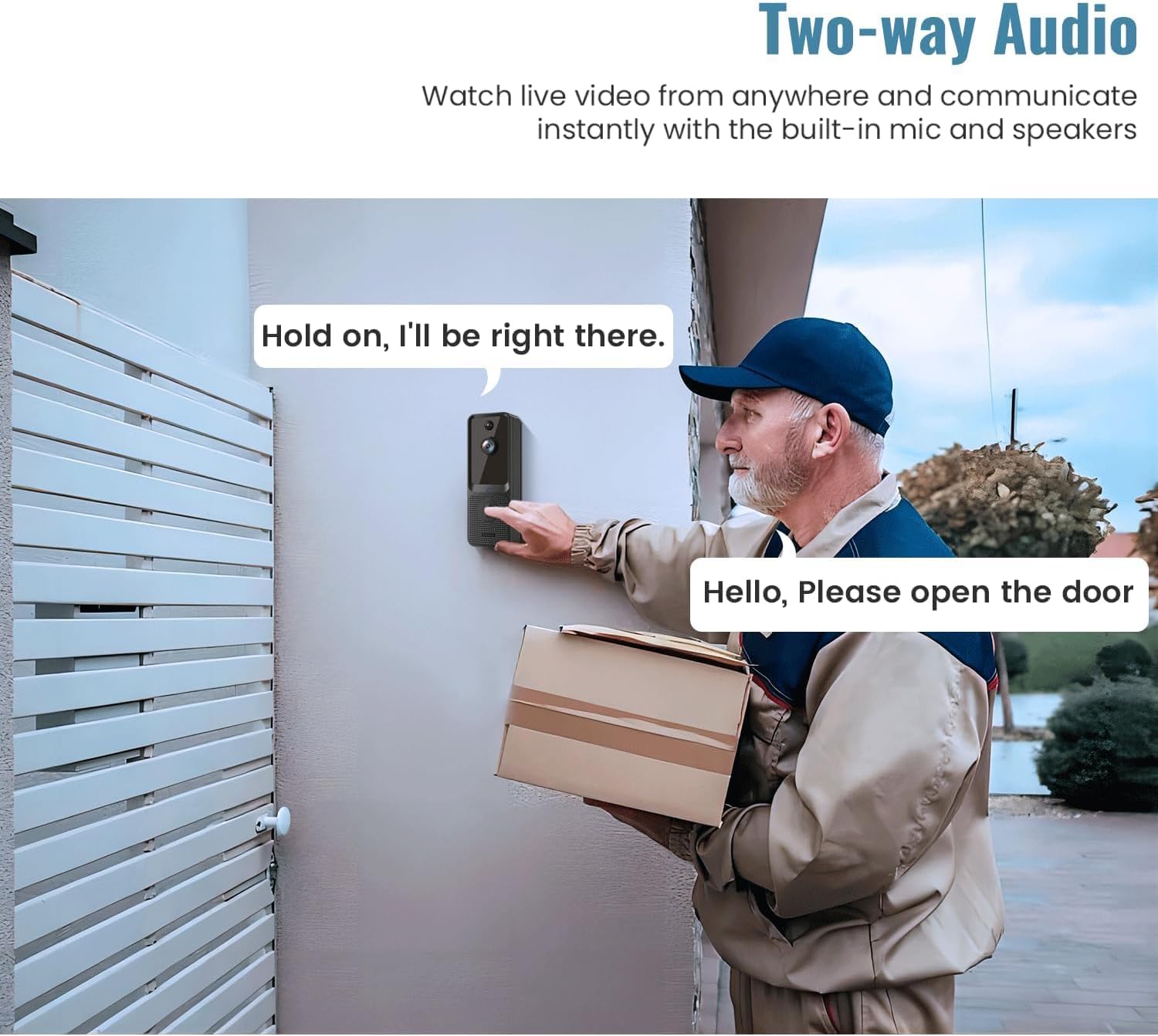 CutePanda Video Doorbell Camera Wireless, Chime Ringer Included, Smart AI Human Detection, Indoor Outdoor Surveillance, 2.4G WiFi, Live View, 2-Way Audio, Night Vision, Cloud Storage - Image 4