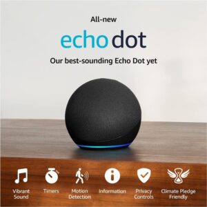 Certified Refurbished Echo Dot (5th Gen, 2022 release) | With bigger vibrant sound, helpful routines and Alexa | Charcoal