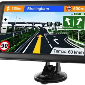 GPS Navigation for Car （9 Inch） Slimline Touch Screen Real Voice Direction ，USA Edition 2024 (Free Lifetime Updates) Turn-by-Turn Voice and Lane Guidance, Speed and Red Light Warning (American Brand)