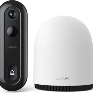 WUUK 2K Doorbell Camera, Video Doorbell Wireless/Wired, Homebase Supports Up to 8 Cams, No Subscription, 2.4/5 GHz WiFi, 32G Local Storage, Human Detection, Compatible with Alexa and Google Home