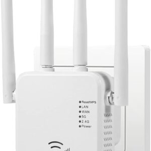 WiFi Extender Signal Booster - up to 10000 sq.ft Coverage, Wireless Booster - Long Range Internet Repeater, WiFi Booster and Signal Amplifier w/Ethernet Port, 1-Tap Setup